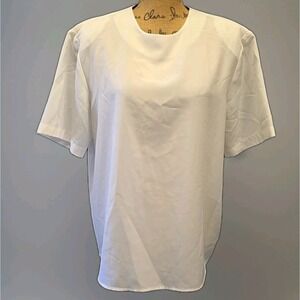 Vintage Southern Lady White Minimalist Blouse Clean Girl Quiet Luxury sz 14
